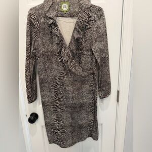 Brown spotted wrap dress